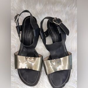 Attilio Giusti Leombruni Black and Gold Sandals